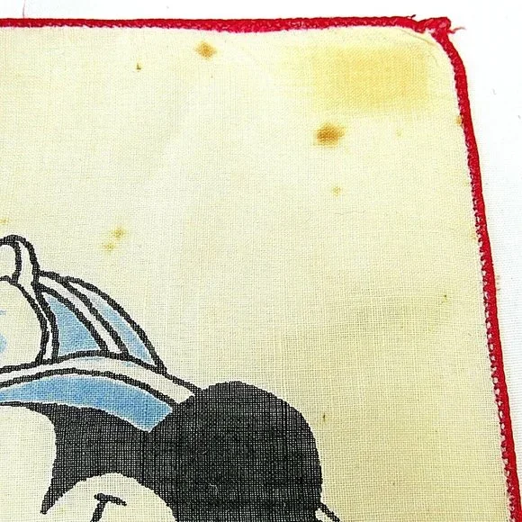 Vintage Mickey Mouse Red Firefighter Handkerchief Original Walt Disney 8" X 8"